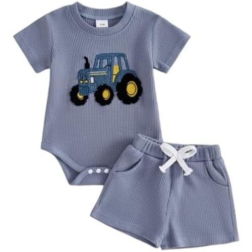 Douhoow My First Easter Baby Boy Outfit Embroidered Short Sleeve Baby Romper Boys Shorts Infant Summer Clothes