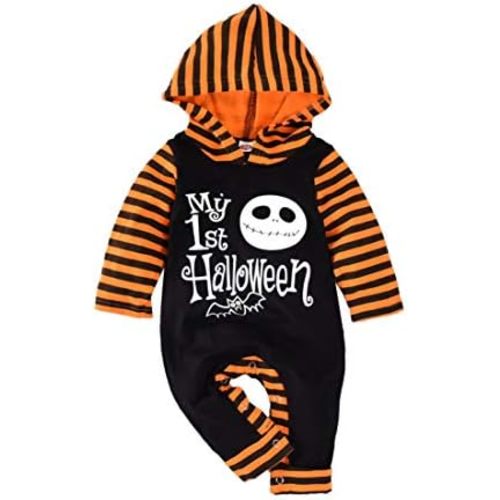 Aalizzwell Baby Halloween Outfit First Halloween Hooded Romper One-Piece Jumpsuit for Toddler Boys Girls