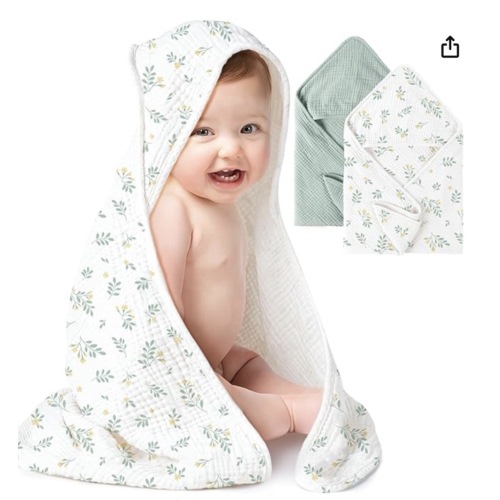 Muslin Cotton Baby Bath Towels 2-Pack