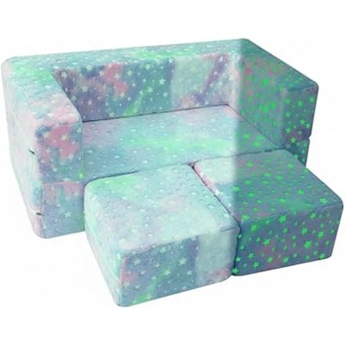 MeMoreCool Kids Sofa Couch, Glow in Dark Couch Sofa, Modular Convertible Kids Furniture