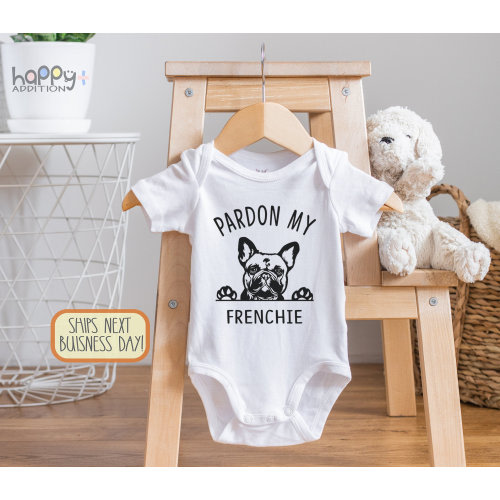 Custom Funny French Bulldog , Pardon My Frenchie, Toddler Shirt, Long Sleeve, Baby Boy , Dog Lover Gift, Baby Girl, Onesie® Brand