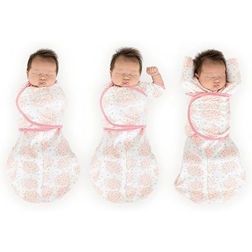 SwaddleDesigns 6-Way Omni Swaddle Sack, Arms Up Swaddle for Newborn, More Options to Calm Startle Reflex, Improves Sleep, 12-18 lbs, Heavenly Floral Pink