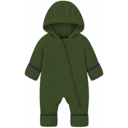 JiAmy Newborn Baby Fleece Hooded Romper Boys Girls 0-24M, Winter Snowsuit