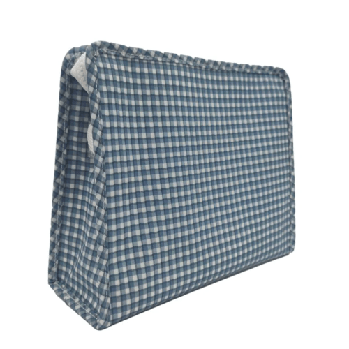 TRVL Roadie Large Zip Pouch - Rodeo Check Indigo - BACKORDERED SHIP 8/5