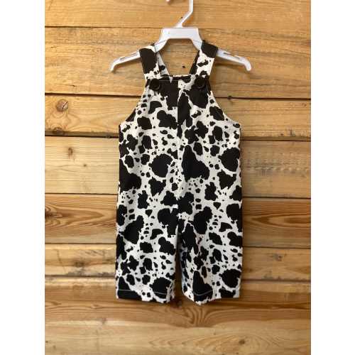 Cowboys baby overall, baby black cow print longall.