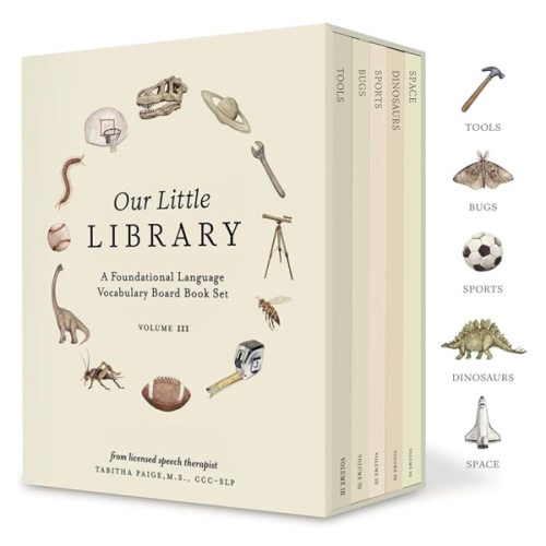 Our Little Library Vol. 3: Dinosaurs, Space, Tools, Bugs, and Sports Board Book Set for Boys & Girls (Tabitha Paige Children's Book Series)