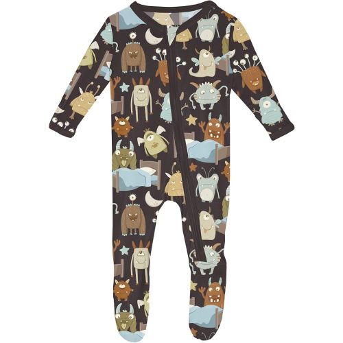 KicKee Zip-Up Footie for Babies & Toddlers – Viscose from Bamboo Sleepwear with Built-In Hand Covers and Grippy Feet