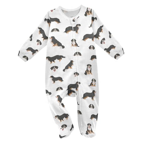 vvfelixl Bernese Mountain Dog Baby Sleepers For Girl Boys Newborn Baby Play One-Piece Footies For 0-24 Months