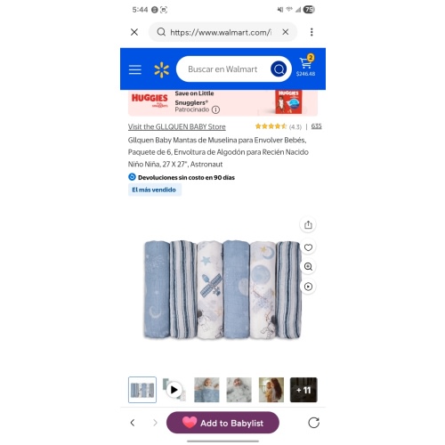 Gllquen Baby Muslin Swaddle Blankets 6-Pack Cotton Wrap for Newborn Infant Boys Girls, 27 X 27", Astronaut