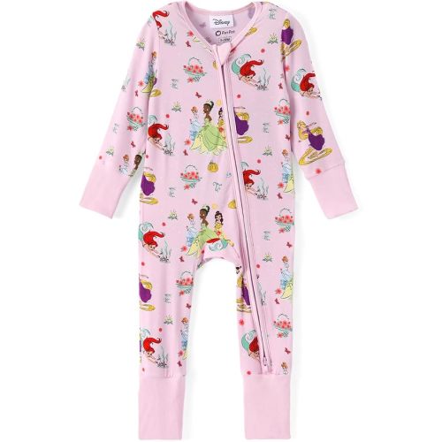 Disney Princess Stitch Marvel Baby Viscose Made from Bamboo Long Sleeve Footie Romper Zipper Outfit Newborn to Infant