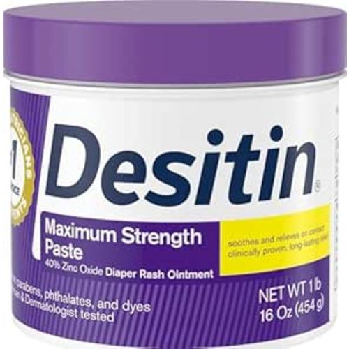 Desitin Maximum Strength Baby Diaper Rash Cream, 40% Zinc Oxide for Treatment, Relief & Prevention, Hypoallergenic, Phthalate- & Paraben-Free Paste, Protects Skin For Up To 12 Hours, 16 oz