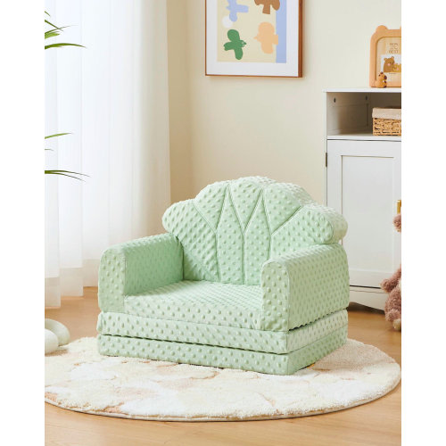 Zoomie Kids 2-in-1 Soft Bubble Dot Minky Fold-Out Couch, Convertible Toddler Sofa, Kid Furniture for Playroom, Green & Reviews | Wayfair