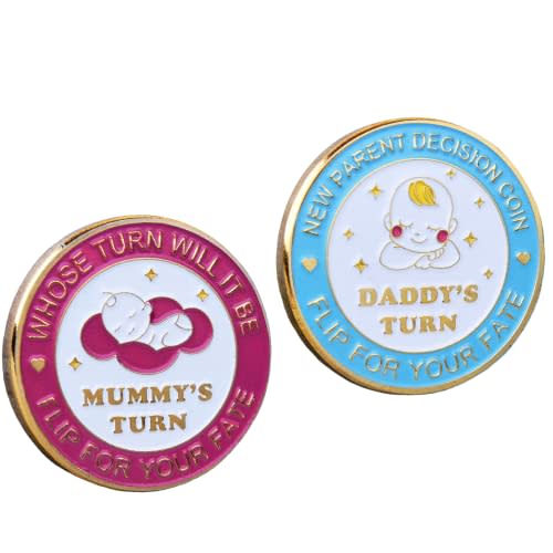 New Dad Mom Gifts Funny Decision Making Coin, New Parent Mummy Daddy Pregnancy Women First Time to be Moms Dads St.Patrick's Day Easter Birthday Gifts Double Sided