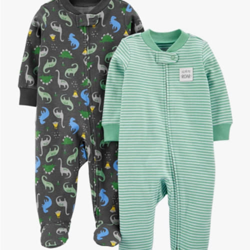 Simple Joys by Carter's baby-boys 2-way Zip Thermal Footed Sleep and Play, Pack of 2
