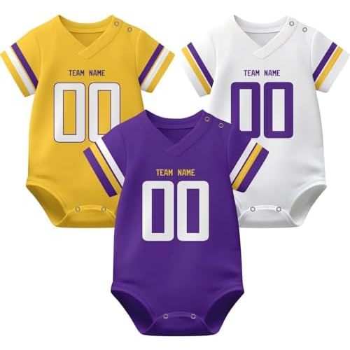 KREDE Baby Clothes Unisex Bodysuit Jersey Style Custom Name Number for Baby Boys