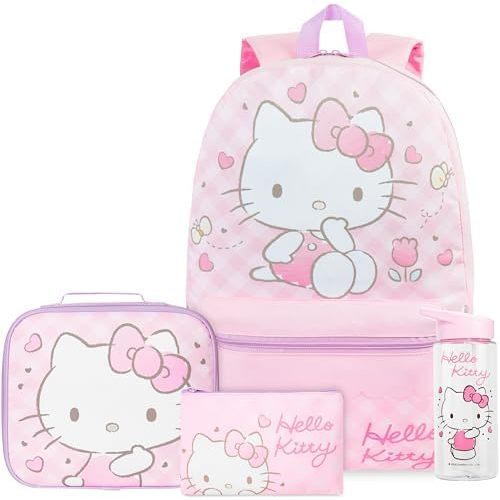 Get Trend Hello Kitty Girls Backpack, Lunch Bag, Pencil Case, Water Bottle