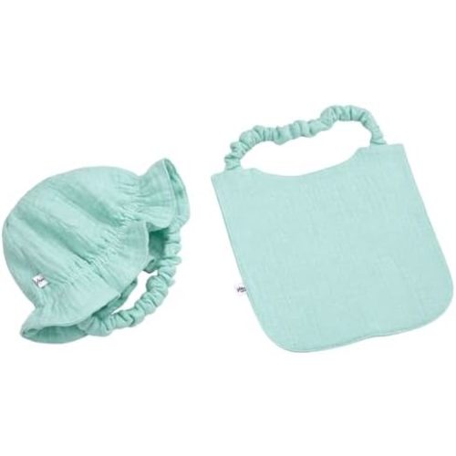 Baby Muslin Sun Hat & Bib Set, 100% Cotton Gauze, Made in Korea