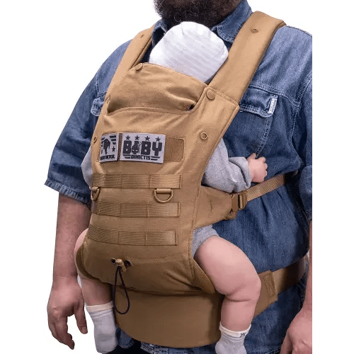 Ergonomic Lumbar Support Baby Carrier for Infants to Toddlers (8-33 lbs), Cozy and Lightweight Military Baby Carrier for Big and Tall Parents- Coyote Brown