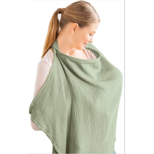 Konssy Muslin Nursing Cover for Baby Breastfeeding, Breathable 100% Cotton Breastfeeding Cover with Rigid Hoop for Mother Nursing Apron, Multi-use Carseat Canopy (Sage)