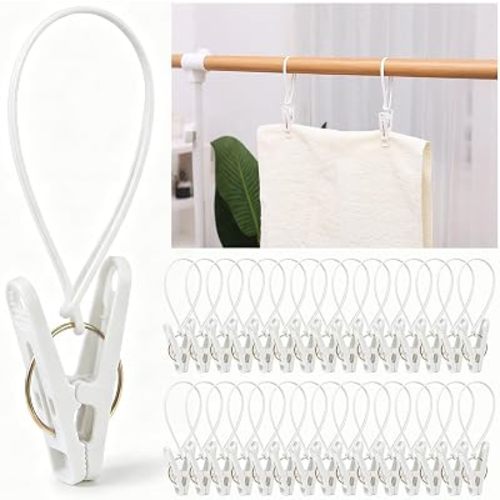 30 Pack Multi-Purpose Baby Hangers with Clips for Baby Clothes Socks Pants