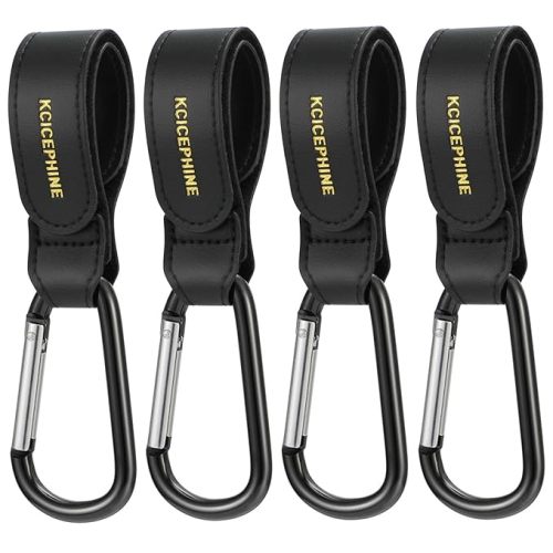 4Pack Universal Baby Stroller Hooks Clips for Hanging Bags and Shopping,Convenient Stroller Straps Accessories Perfect for Uppababy, Babyzen Yoyo, Britax, Bugaboo, Bob, Buggy, Shopping Cart（Black）