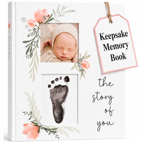Baby Book Keepsake - Simple Baby Milestone Book for Boy or Girl - Baby Journal & Pregnancy Memory Book - Monthly Milestone Record Baby Books for Baby Shower - Modern Gender Neutral Style Gift for Moms
