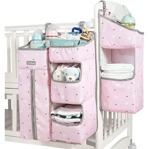 Orzbow Organizador de pañales colgante 3 en 1 para cambiador, organización de guardería y apilador de pañales para pared de cuna, organizador de pañales extraíble para artículos esenciales de bebé