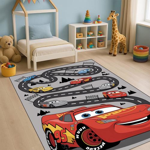 Disney Cars Lightning McQueen Rug – Kids Racing Track Carpet with Colorful Cars, Perfect for Playroom, Bedroom, and Children’s Racing Fun