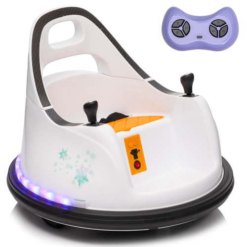 LUIBAS 12 Volt Toddlers Ride-on Bumper Car, Baby Electric Ride On Bumper Toy Car with Remote Control, Music, 360 Degree Spin Gift Toys for 1.5-6 Years Old Boys and Girls, White