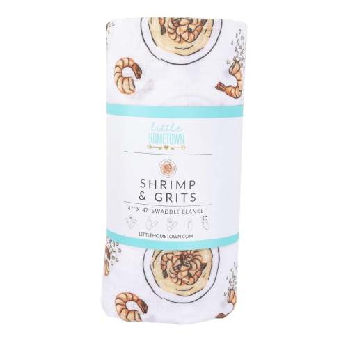 Shrimp and Grits Baby Muslin Swaddle Receiving Blanket Perfect Baby Shower Essential