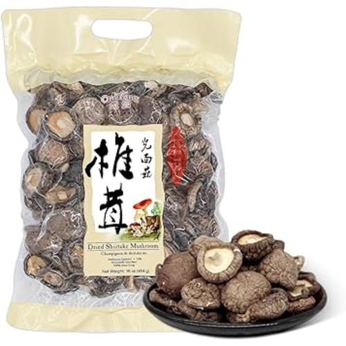 ONETANG Natural Dried Shiitake Mushrooms - Premium Flavors |AAA Grade Extra Dry Mushrooms for Soups Sauces Pasta and Risotto Rehydrate Quickly All Natural & Vegan | 16 Oz