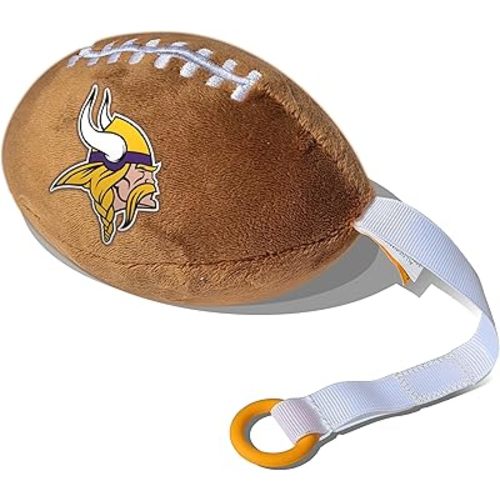 Minnesota Vikings Plush Football Pacifier Holder by Smilo - Officially Licensed NFL Soother Holder - Soft Plush Toy and Dummy Holder - Fits Any Pacifier - Stroller Accessory & Newborn Essential