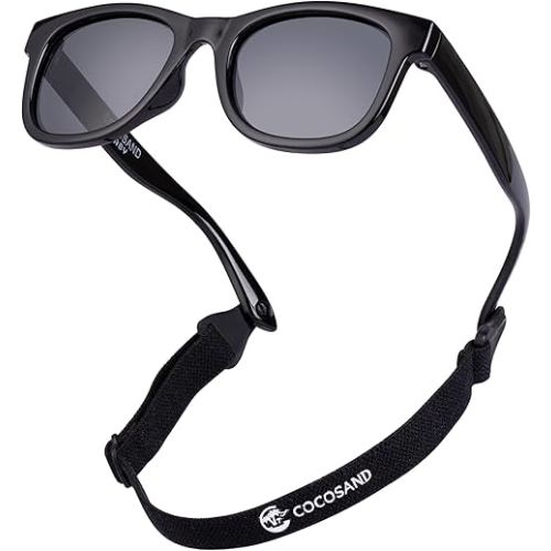 COCOSAND Flexible Baby Sunglasses with Strap Polarized UV Protection for Toddler Infant Newborn Boy Girl Age 0-24 Months