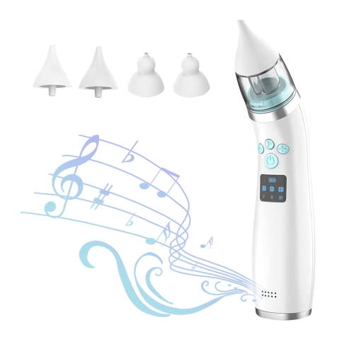Rirool Baby Nasal Aspirator – Rechargeable Baby Nose Cleaner with Music, 3 Suction Levels & 4 Silicone Tips