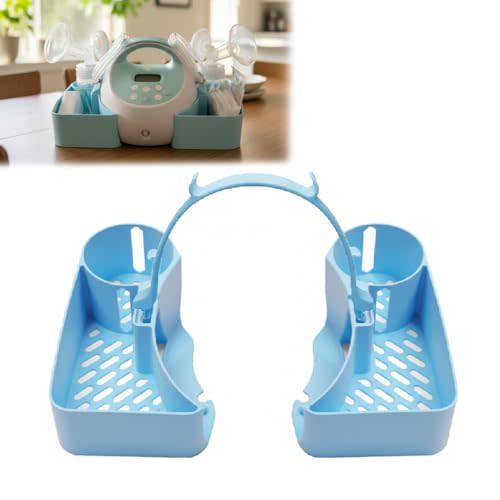 Pump Caddy Organizer for Spectra S1/S2 Breast Pump, Portable Storage Tray with Handle Clamp, Hands-Free Pumping Station