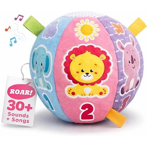 Move2Play, Hilariously Interactive Baby Ball with Music & Sound Effects | First Birthday Gift | Toddler Toy for Boys & Girls | Age 6, 9, 12, 18+ Month | 1, 2+ Year's Old (Baby Ball Pastel)