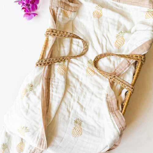 Pineapple 6-Layer Bamboo Muslin Blanket | Tropical Nursery Decor – Coca + B.