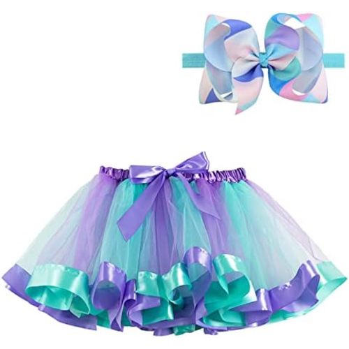 BGFKS LayeredTulle Rainbow Tutu Skirt for Newborn Baby Girls 1st Birthday Photography Outfit Sets.