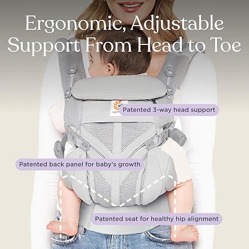 Ergobaby Omni Classic Baby Carrier Newborn to Toddler - Breathable Baby Carriers for Summer - All-Position Carrier with Lumbar Support (7-45 Pounds), Cotton, Pure Black