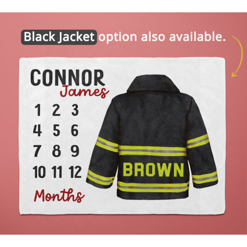 Personalized Firefighter Milestone Blanket - see below for customization