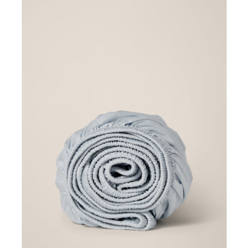 Home Organic Room Service Sateen Fitted Sheet Color "Washed Blue" | Size Twin