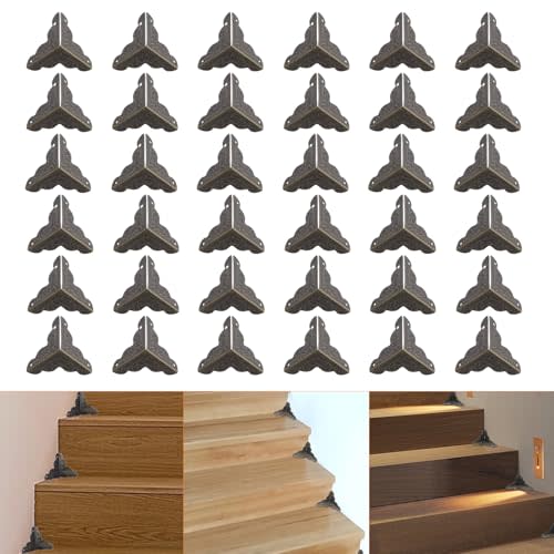 36 PCS Stair Dust Inner Corners for Wooden Steps, 25mm Antique Decorative Corner for Jewelry Box, Vintage Edge Guard with Screws (Bronze)