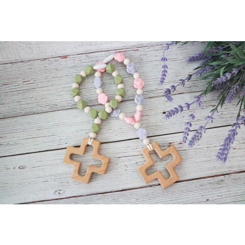 Silicone Baby Rosary – Catholic Sensory Toy, Baptism Gift