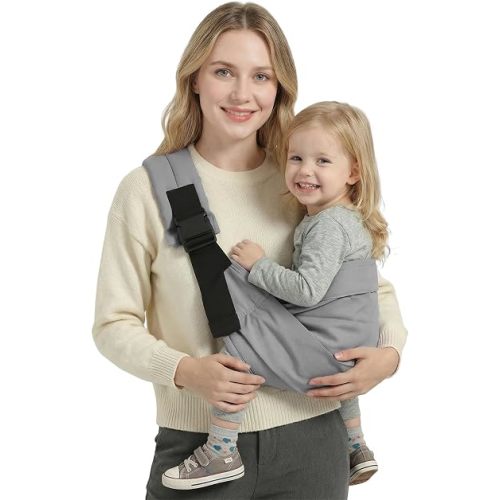 Baby Sling Carrier for Toddler, Baby Carrier Sling, Lightweight Toddler Carrier with Secure Buckle, Premium Cotton Toddlers Hip Carry Sling, Adjustable with Left/Right Shoulder Strap, Black