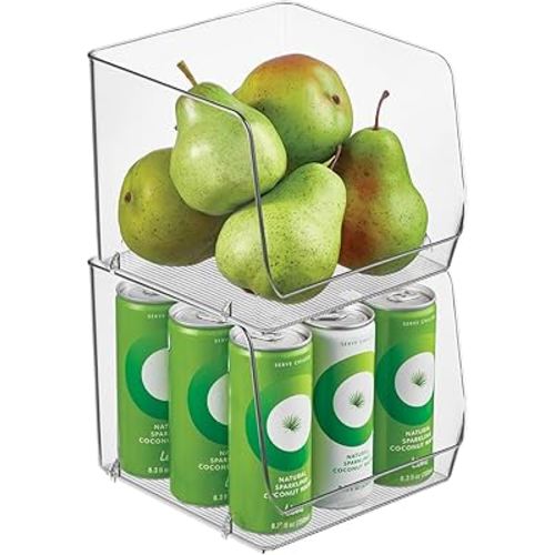 iDesign Open-Front Bin for Kitchen, Bathroom, or Home Office - Set of 2, Clear, Made in USA