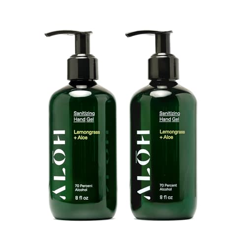 ALŌH Hand Sanitizer Gel 2-Pack, Lemongrass + Aloe, 70% Alcohol | Moisturizing, Scented, Non-Sticky Skin-Softening Formula with Essential Oils