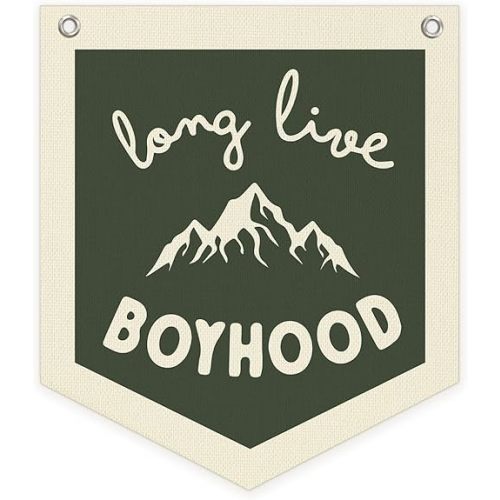 Boy Nursery Decor Long Live Boyhood Mountain Nursery Wall Pennant Kind Room Banner Flag, Neutral Boys Bedroom Hanging Wall Decor for Kids Little Boys Toddler Room Bedroom Playroom
