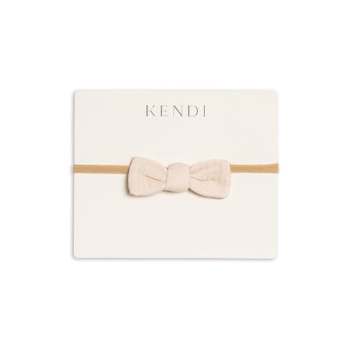 Colored Organics Baby Organic Cotton Dainty Bow Headband - Infant Girls - Shell Muslin