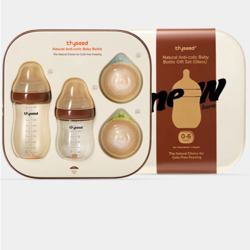 Thyseed Anti-Colic Glass Baby Bottle 0-6M Foundation Set