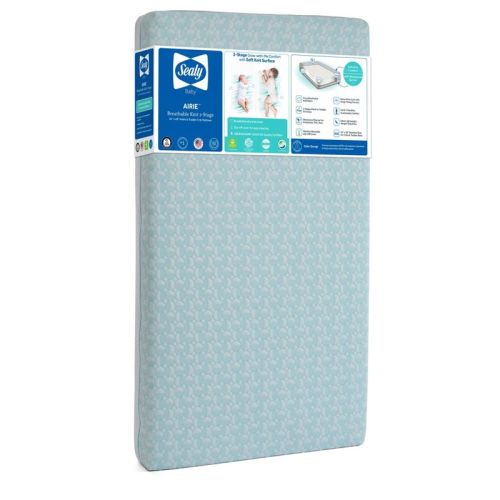 Sealy Baby Airie Breathable 2-Stage 5.75" Standard Crib and Toddler Mattress